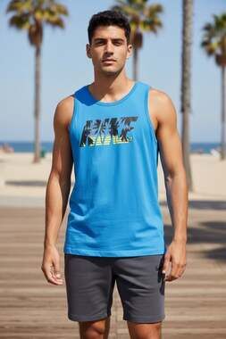 Nike Vintage  Men's XXL Blue Palm Tree Graphic Print Tank Top